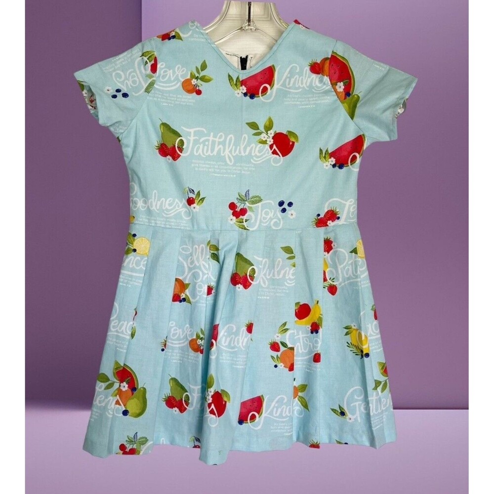 NEW Girls Dress Shorts Sleeves Dress 4T multifruit print - Picture 14 of 14